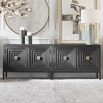 Тумба черная из дерева двухдверная Geometric Double Door Nightstand варинант исполнения - 4 | Loft Concept в Омске