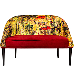 Диван двухместный из натурального бука красный с цветным принтом Impressionism in Art варинант исполнения - 1 | Loft Concept в Омске