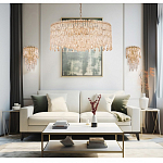 Люстра круглая с хрустальными подвесками на золотистом каркасе Roul Crystal Light варинант исполнения - 11 | Loft Concept в Омске