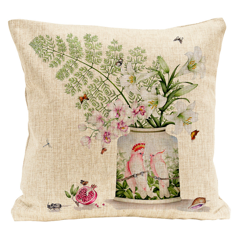Декоративная подушка Fern Branch Pillow Мульти Бежевый Декоративная подушка Fern Branch Pillow Мульти Бежевый в Омске | Loft Concept