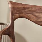 Стул деревянный с мягким сиденьем из коричневой натуральной кожи Moon Walnut Furniture варинант исполнения - 8 | Loft Concept в Омске