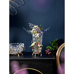 Ваза стеклянная прозрачная с бронзовым основанием в виде ветвей и фарфоровыми птичками Eden Garden варинант исполнения - 4 | Loft Concept в Омске