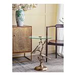 Столик с круглой стеклянной столешницей и корпусом в виде двух павлинов на ветке Table Two Peacocks варинант исполнения - 6 | Loft Concept в Омске