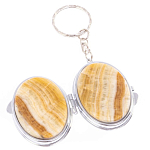 Зеркало брелок карманное двухстороннее из натурального камня Оникс Silver Stone Mirrors варинант исполнения - 2 | Loft Concept в Омске