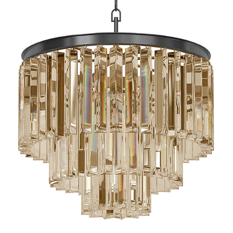 Люстра Odeon Smoke Glass Fringe Chandelier - 3 rings Черный в Омске | Loft Concept 