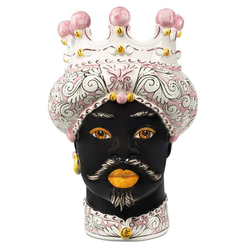 Ваза Vase Moro Man Ornate Pink Черный Розовый Белый Ваза Vase Moro Man Ornate Pink Черный Розовый Белый в Омске | Loft Concept