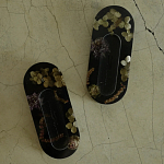 Подставка под благовония из эпоксидной смолы с цветами черная Epoxy Resin Flowers Incense Oval Stand Black варинант исполнения - 2 | Loft Concept в Омске