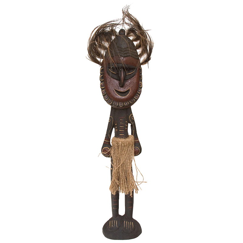 Деревянная статуэтка Абориген в маске с перьями Aborigine Mask Figurine Коричневый Деревянная статуэтка Абориген в маске с перьями Aborigine Mask Figurine Коричневый в Омске | Loft Concept