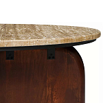 Кофейный столик с круглой столешницей на 2-х массивных деревянных ножках Tandem Travertine and Wood варинант исполнения - 3 | Loft Concept в Омске