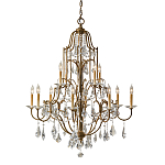 Люстра многоярусная с 12-ю лампами и стеклянными подвесками в классическом стиле Feiss варинант исполнения - 1 | Loft Concept в Омске