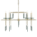 Люстра линейная с круглыми прозрачными подвесками  Horizontal Rectangular Chandelier варинант исполнения - 3 | Loft Concept в Омске