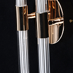 Бра с круглым основанием золотого цвета и двумя вертикальными плафонами Hex Scaffold варинант исполнения - 5 | Loft Concept в Омске