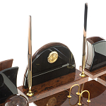 Настольный письменный набор с часами из природного камня обсидиана Oval Office варинант исполнения - 3 | Loft Concept в Омске