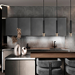 Подвесной светильник с узким цилиндрическим плафоном и золотым металлическим декором Concrete Pipe варинант исполнения - 8 | Loft Concept в Омске