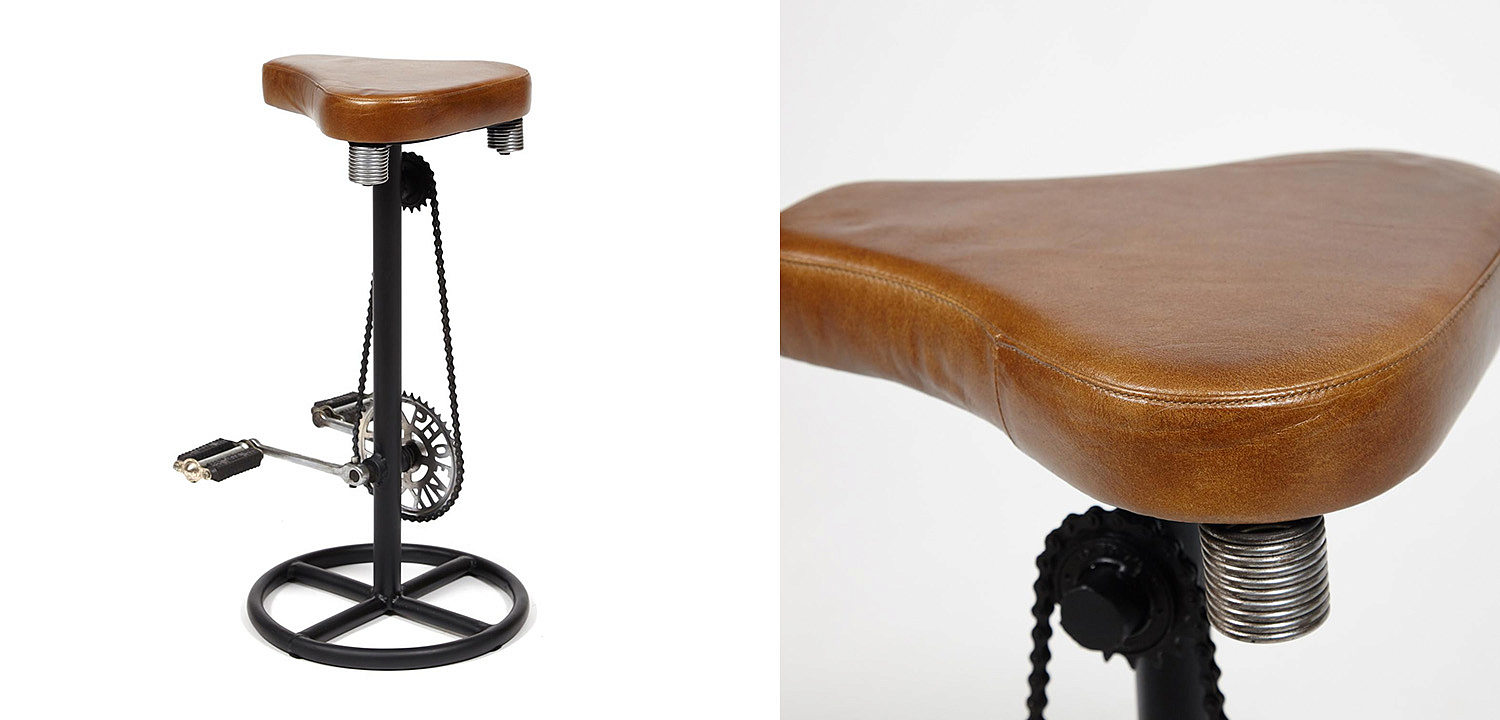 Барный стул с педалями от велосипеда Industrial leather bar stool with bicycle pedals - Loft-Concept в Омске