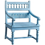 Деревянное кресло из массива манго с резным декором Eutropio Grey Mango Chair Blue варинант исполнения - 1 | Loft Concept в Омске