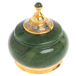 Икорница с крышкой с гравировкой из натурального камня Нефрит Decorative Cavair Dishes варинант исполнения - 1 | Loft Concept в Омске