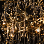 Подвесная люстра в виде ветвей деревьев золотого цвета с прозрачными подвесками-каплями 8 и 14 ламп Droplet Chandelier варинант исполнения - 7 | Loft Concept в Омске