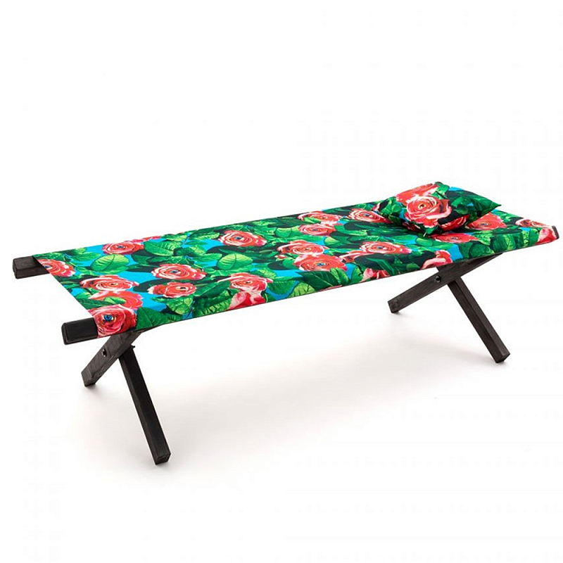 Шезлонг Seletti Poolbed Roses Черный Розовый Зеленый в Омске | Loft Concept 