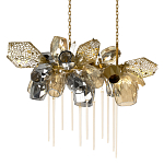 Люстра подвесная с 22-мя гранёными стеклянными плафонами с вертикальными подвесками Gilded Mirage  варинант исполнения - 1 | Loft Concept в Омске