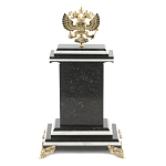 Часы настольные бронзовые с Гербом России из натурального камня Змевик Stone Clock варинант исполнения - 3 | Loft Concept в Омске