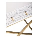 Приставной столик с выдвижным ящиком  White Table Carved Pattern варинант исполнения - 5 | Loft Concept в Омске