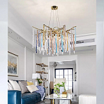 Люстра на подвесе с каркасом из металла и цветными подвесками из стекла Droplet Chandelier варинант исполнения - 1 | Loft Concept в Омске