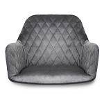 Барный стул со спинкой и подлокотниками на 4-х деревянных ножках Douglas Rhombus Серый Велюр варинант исполнения - 3 | Loft Concept в Омске