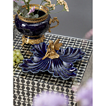 Менажница темно-синяя фарфоровая с бронзовой фигуркой ангела Eden Garden варинант исполнения - 2 | Loft Concept в Омске