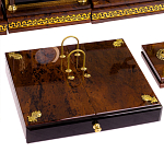 Настольный письменный набор с часами из природного камня обсидиана Royal Set варинант исполнения - 4 | Loft Concept в Омске