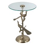 Столик с круглой стеклянной столешницей и корпусом в виде двух павлинов на ветке Table Two Peacocks варинант исполнения - 1 | Loft Concept в Омске
