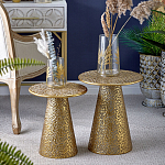 Журнальный столик с конусообразной основой и текстурной поверхностью золотого цвет Ethnic Metal варинант исполнения - 5 | Loft Concept в Омске