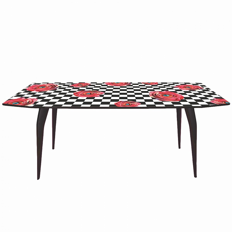 Обеденный стол Seletti Table Roses on check Черный Розовый (Rose) Обеденный стол Seletti Table Roses on check Черный Розовый (Rose) в Омске | Loft Concept
