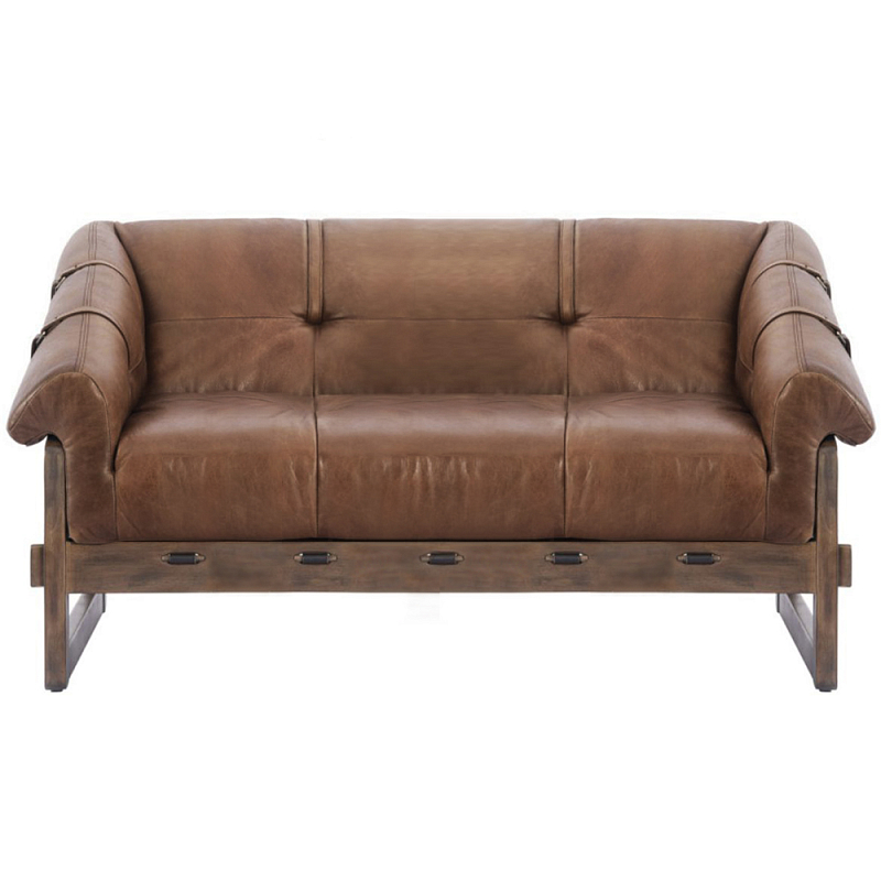 Двухместный диван Duncan винтажная коричневая кожа Коричневый винтаж в Омске | Loft Concept 