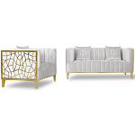 Кресло велюровое серое с фактурным каркасом золотистого цвета Best Traits варинант исполнения - 1 | Loft Concept в Омске