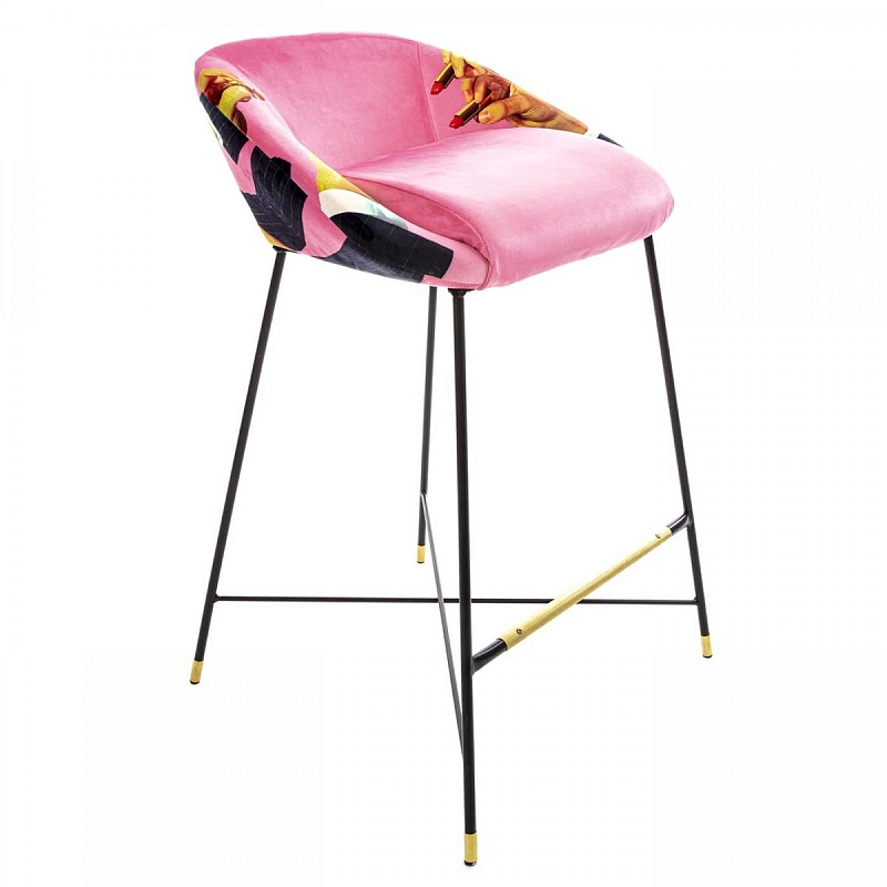 Барный стул Seletti High Stool Pink Lipsticks Черный Розовый (Rose) Барный стул Seletti High Stool Pink Lipsticks Черный Розовый (Rose) в Омске | Loft Concept