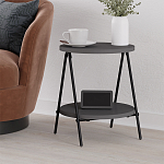 Стол приставной с 2-мя круглыми столешницами цвета антрацит ESSEL SIDE TABLE ANTHRACITE варинант исполнения - 4 | Loft Concept в Омске