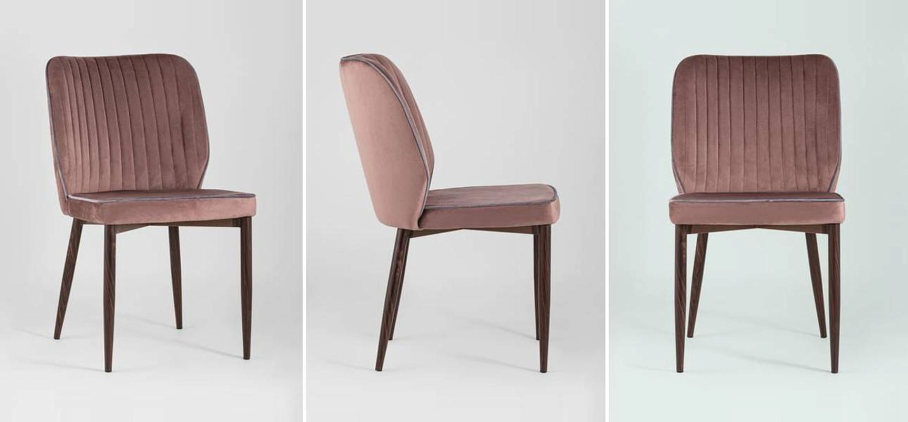 Стул Lawrence Chair Розовый велюр Серый кант Стул Lawrence Chair Розовый велюр Серый кант - Loft-Concept в Омске