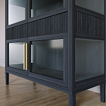 Витрина Primo со стеклянными фасадами и 2 ящиками Черный дуб варинант исполнения - 4 | Loft Concept в Омске