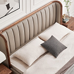 Кровать двуспальная с мягким изголовьем Moon Walnut Bed варинант исполнения - 5 | Loft Concept в Омске