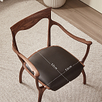 Стул деревянный с мягким сиденьем из коричневой натуральной кожи Moon Walnut Furniture варинант исполнения - 10 | Loft Concept в Омске