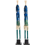 Комплект из 2-х деревянных статуэток Asmat Statuettes Blue Green варинант исполнения - 1 | Loft Concept в Омске