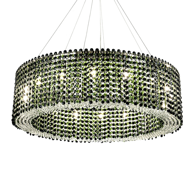 Круглая люстра с хрустальными подвесками Crystal Art Chrome Green Chandelier 12 Хром Зеленый Черный в Омске | Loft Concept 