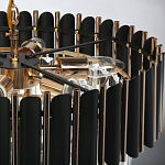 Люстра из черного металла с многоярусными подвесками из прозрачного хрусталя на золотой цепи Empire Black Chandelier Crystal варинант исполнения - 11 | Loft Concept в Омске