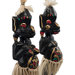 Комплект из 2-х деревянных статуэток Asmat Straw Headdress Statuettes Multicolor варинант исполнения - 5 | Loft Concept в Омске