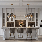 Люстра подвесная круглая с овальными подвесками из стекла дымчатого цвета Harlow Crystal Round варинант исполнения - 6 | Loft Concept в Омске