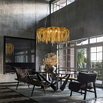 Люстра круглая подвесная с металлическими дугами и длинными цепочками 80 см Atlantis Chain варинант исполнения - 17 | Loft Concept в Омске