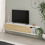 ТВ-тумба подвесная белая с полкой и откидной дверцей цвета древесины TONE TV STAND WHITE варинант исполнения - 2 | Loft Concept в Омске