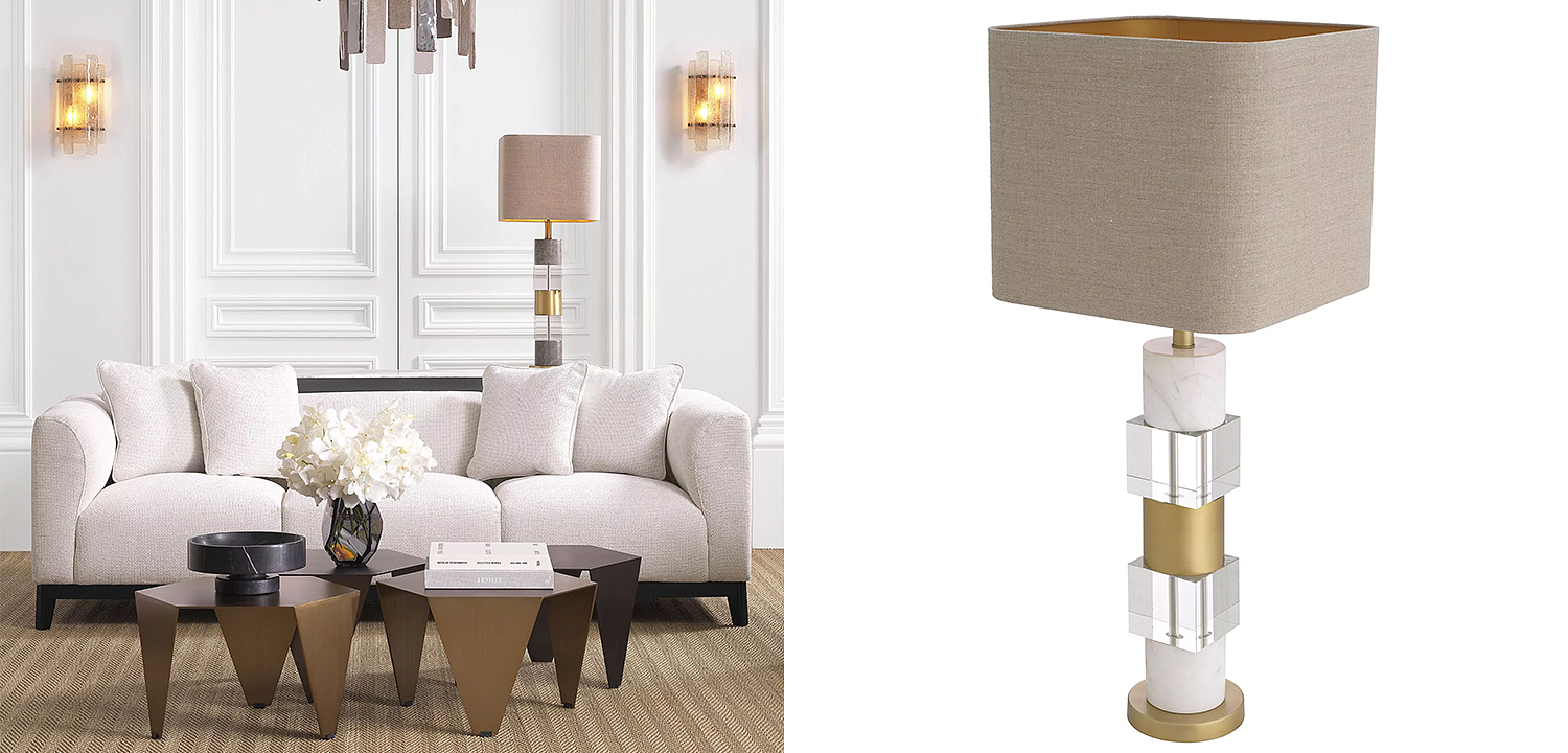 Настольная лампа Eichholtz Table Lamp Cullingham White Marble Настольная лампа Eichholtz Table Lamp Cullingham White Marble - Loft-Concept в Омске