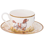 Чайная пара из фарфора с изображением собаки и зайцев 300 мл Hunting Porcelain Collection 2 варинант исполнения - 1 | Loft Concept в Омске